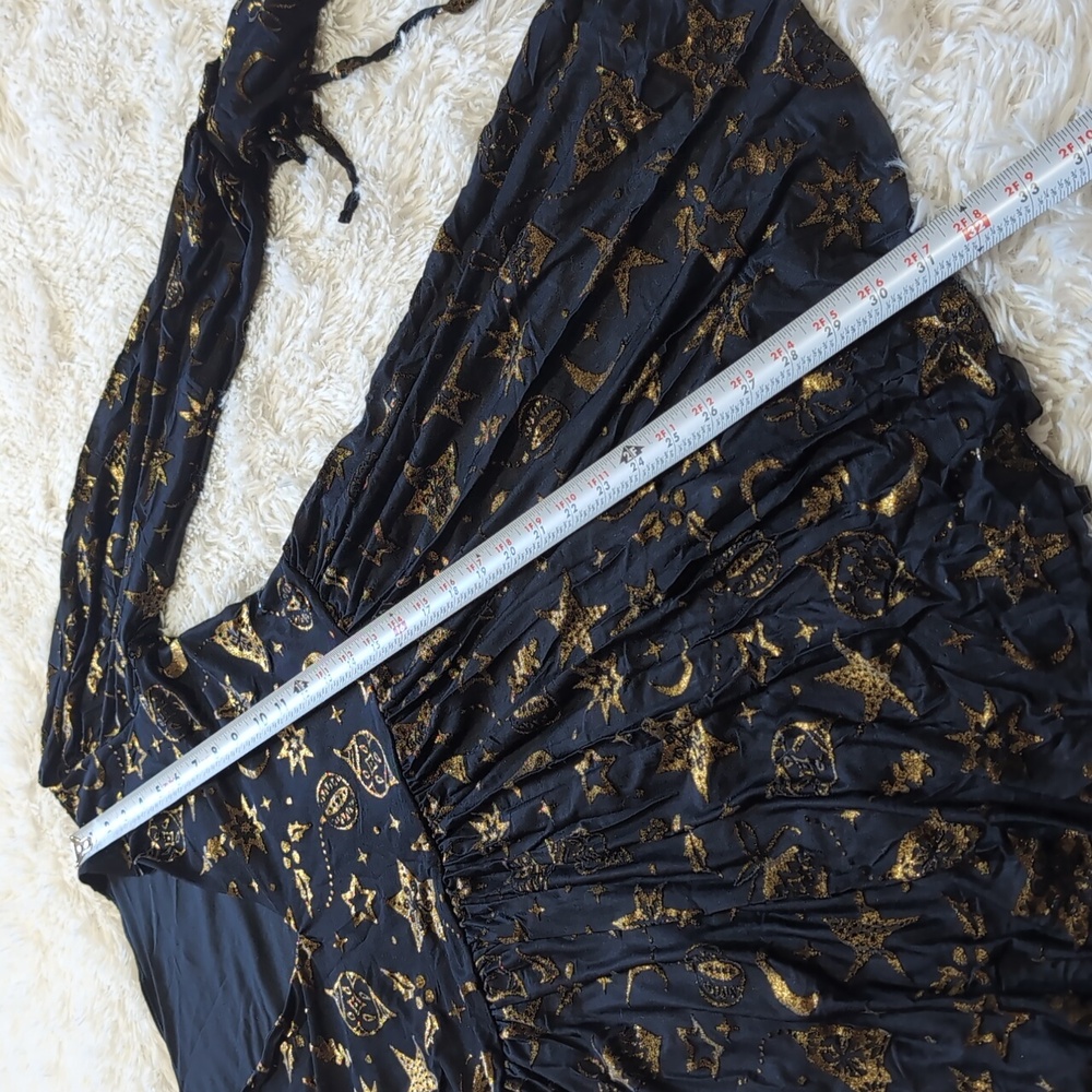 NWT Blackmilk Gold Burned Velvet Goth Christmas Baubles Dress Size Medium - Picture 16 of 16
